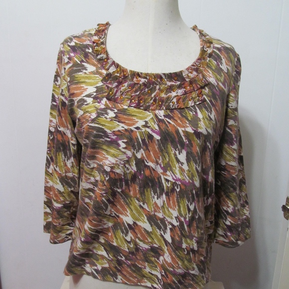 Ruby Rd. 3/4 Sleeve Abstract Design Top Sz PL - Picture 5 of 5
